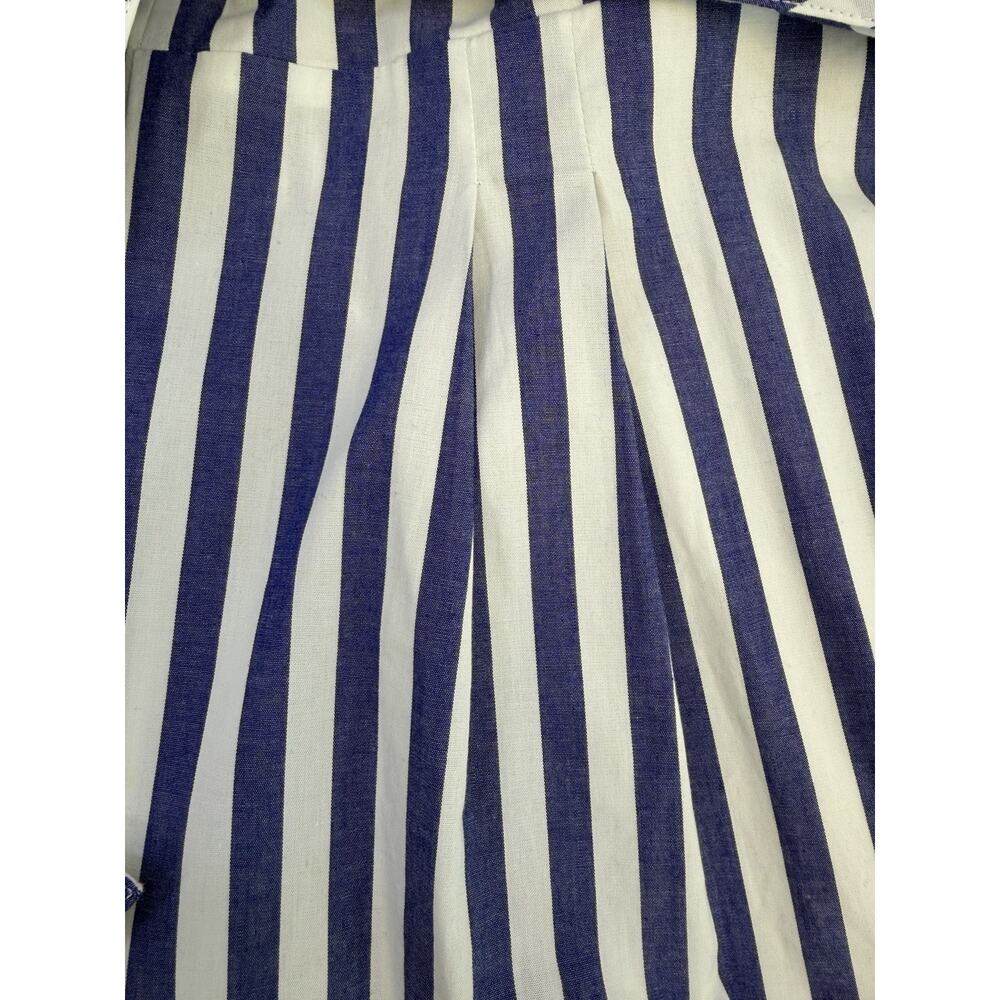 J. Crew Sleeveless Wrap Tie Waist Wide Leg Jumpsuit Blue White Striped Sz 4 EUC - Picture 10 of 16